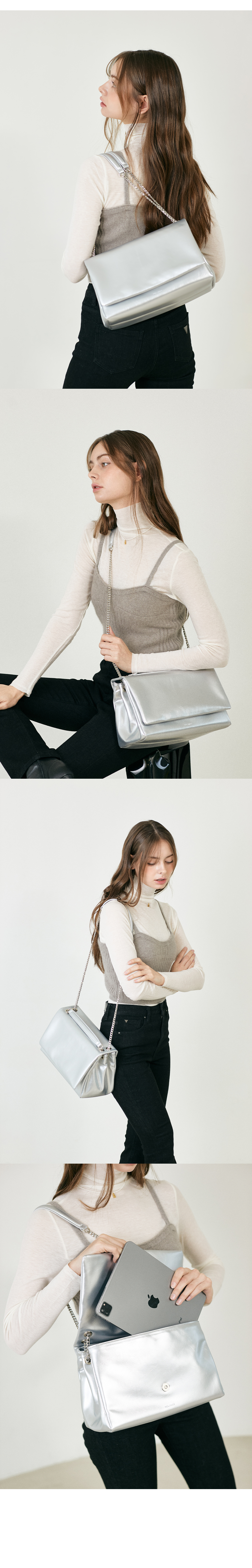 [MCLANEE] Bronn shoulder and cross bag - Silver